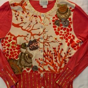 Just B. gorgeous ocean coral sweater….EUC!!!